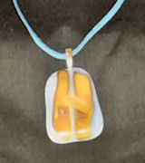 Pale blue and cream pendant and thong