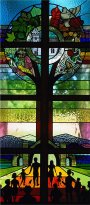 8ft high stained glass window