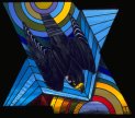 peregrine falcon in stained glass